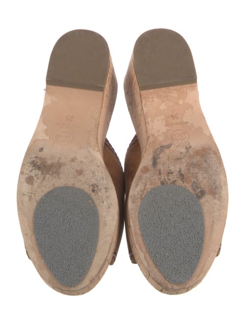 Chanel Interlocking CC Logo Suede Slides