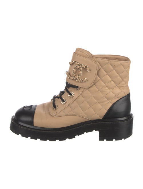 Chanel Interlocking CC Logo Leather Combat Boots