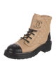 Chanel Interlocking CC Logo Leather Combat Boots