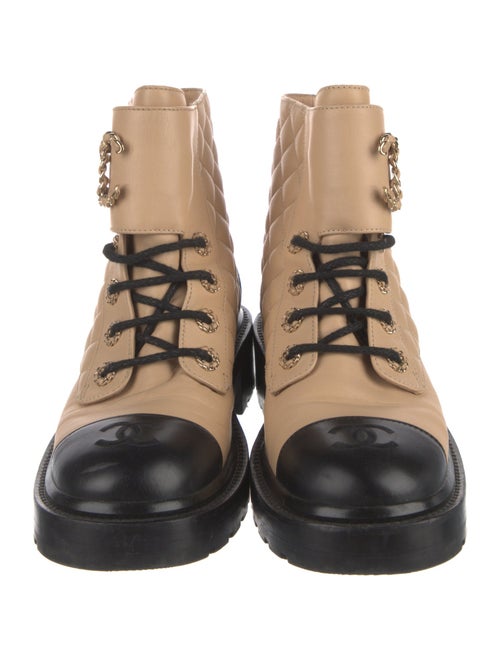 Chanel Interlocking CC Logo Leather Combat Boots