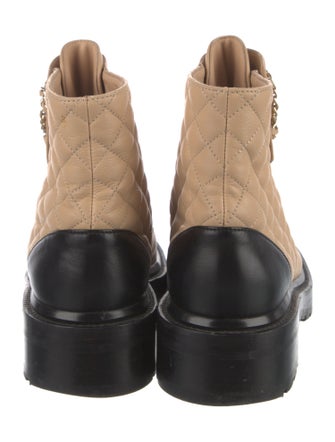 Chanel Interlocking CC Logo Leather Combat Boots