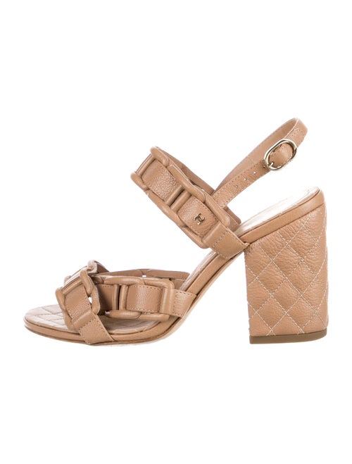 Chanel Interlocking CC Logo Leather Slingback Sandals