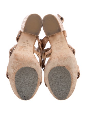 Chanel Interlocking CC Logo Leather Slingback Sandals