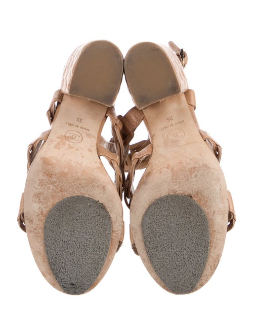 Chanel Interlocking CC Logo Leather Slingback Sandals