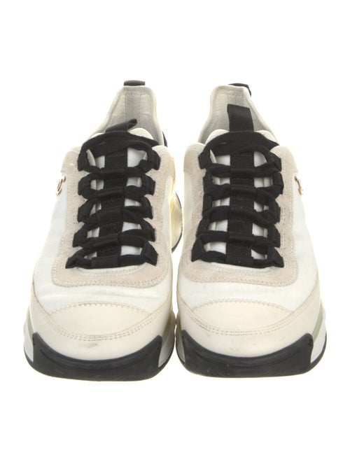 Chanel Interlocking CC Logo Leather Trim Embellishment Sneakers