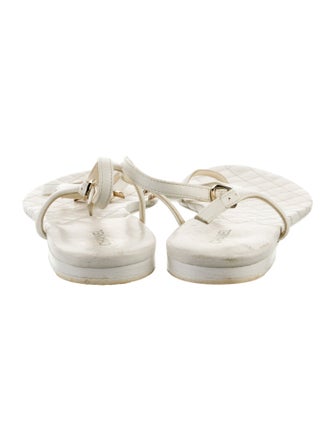 Chanel Interlocking CC Logo Leather T-Strap Sandals