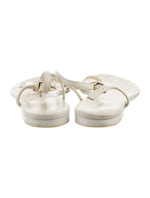 Chanel Interlocking CC Logo Leather T-Strap Sandals