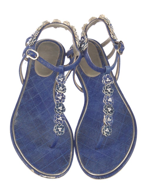 Chanel Interlocking CC Logo Leather T-Strap Sandals