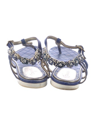 Chanel Interlocking CC Logo Leather T-Strap Sandals