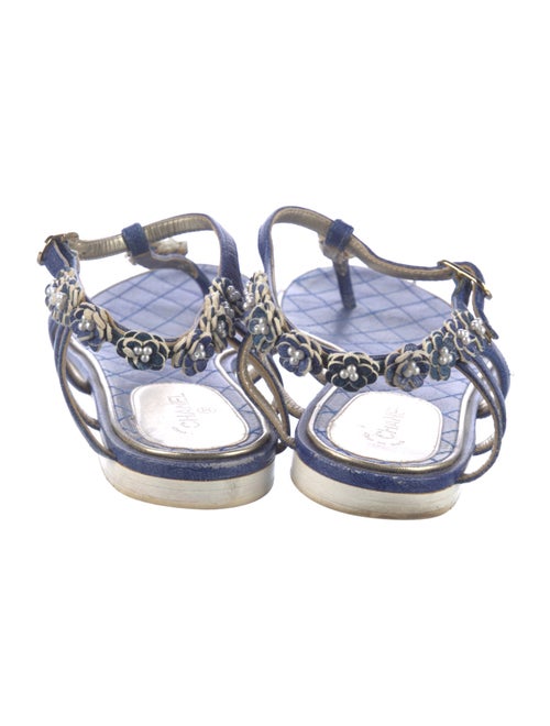 Chanel Interlocking CC Logo Leather T-Strap Sandals