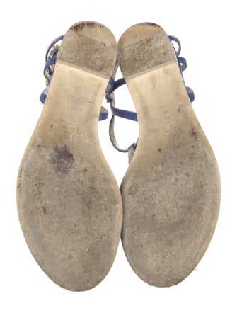 Chanel Interlocking CC Logo Leather T-Strap Sandals