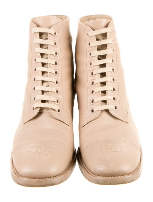 Chanel Interlocking CC Logo Leather Combat Boots