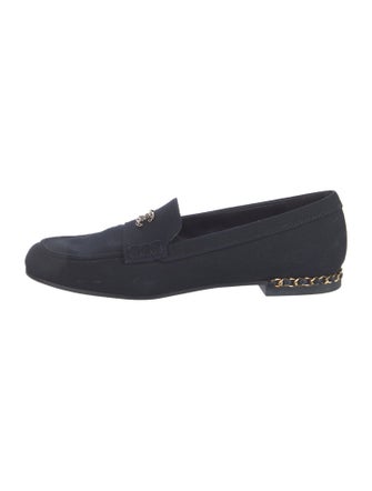 Chanel Interlocking CC Logo Canvas Loafers