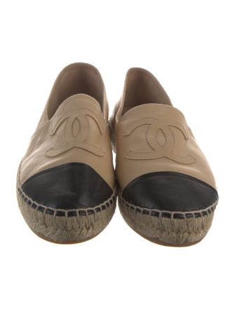 Chanel Interlocking CC Logo Leather Espadrilles