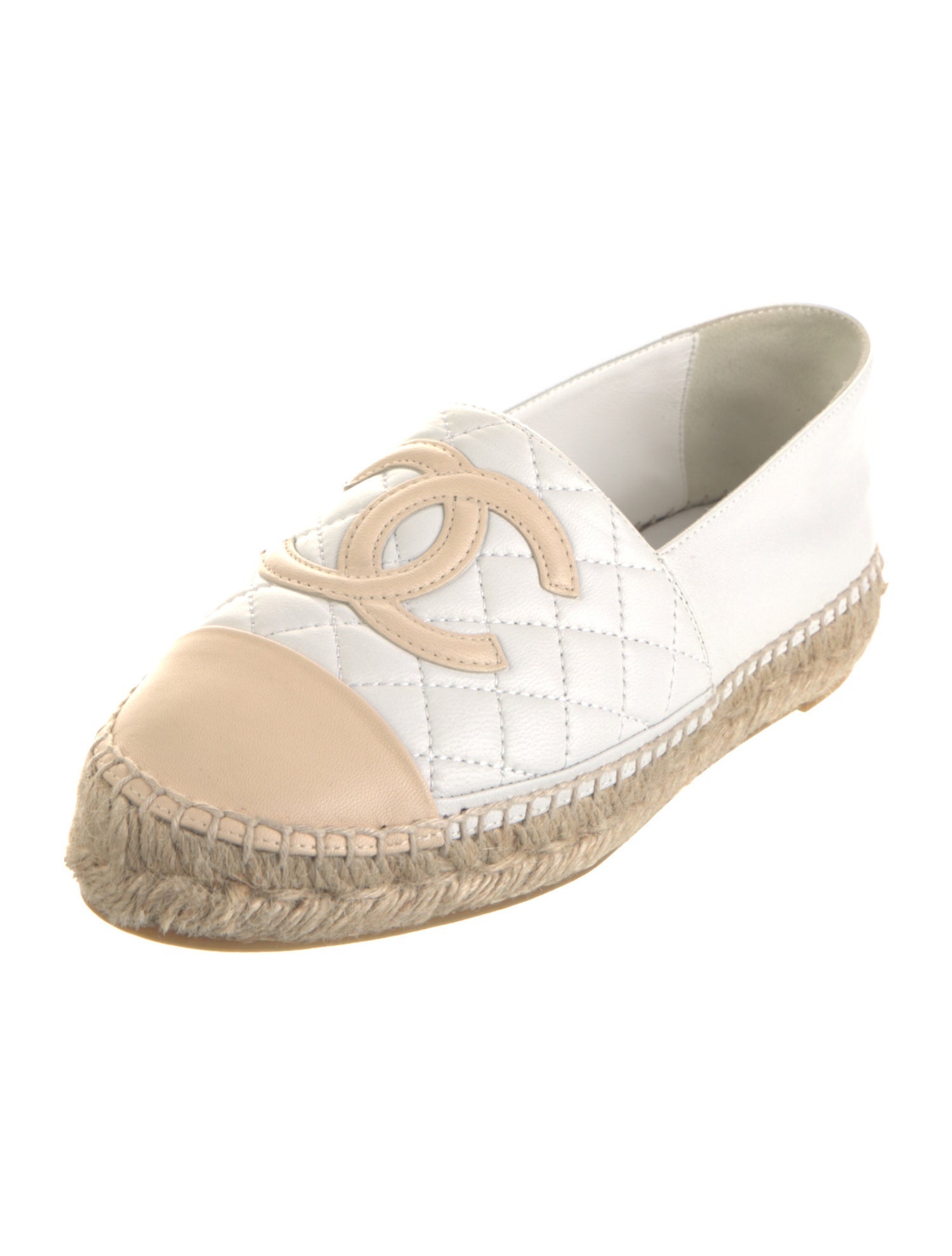 Chanel Interlocking CC Logo Leather Espadrilles