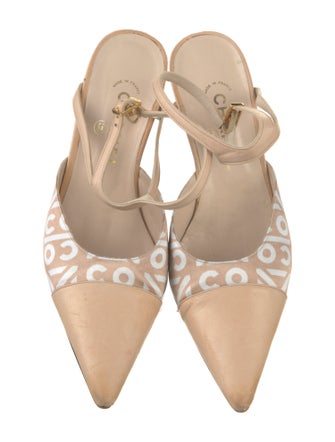 Chanel Interlocking CC Logo Leather Slingback Pumps