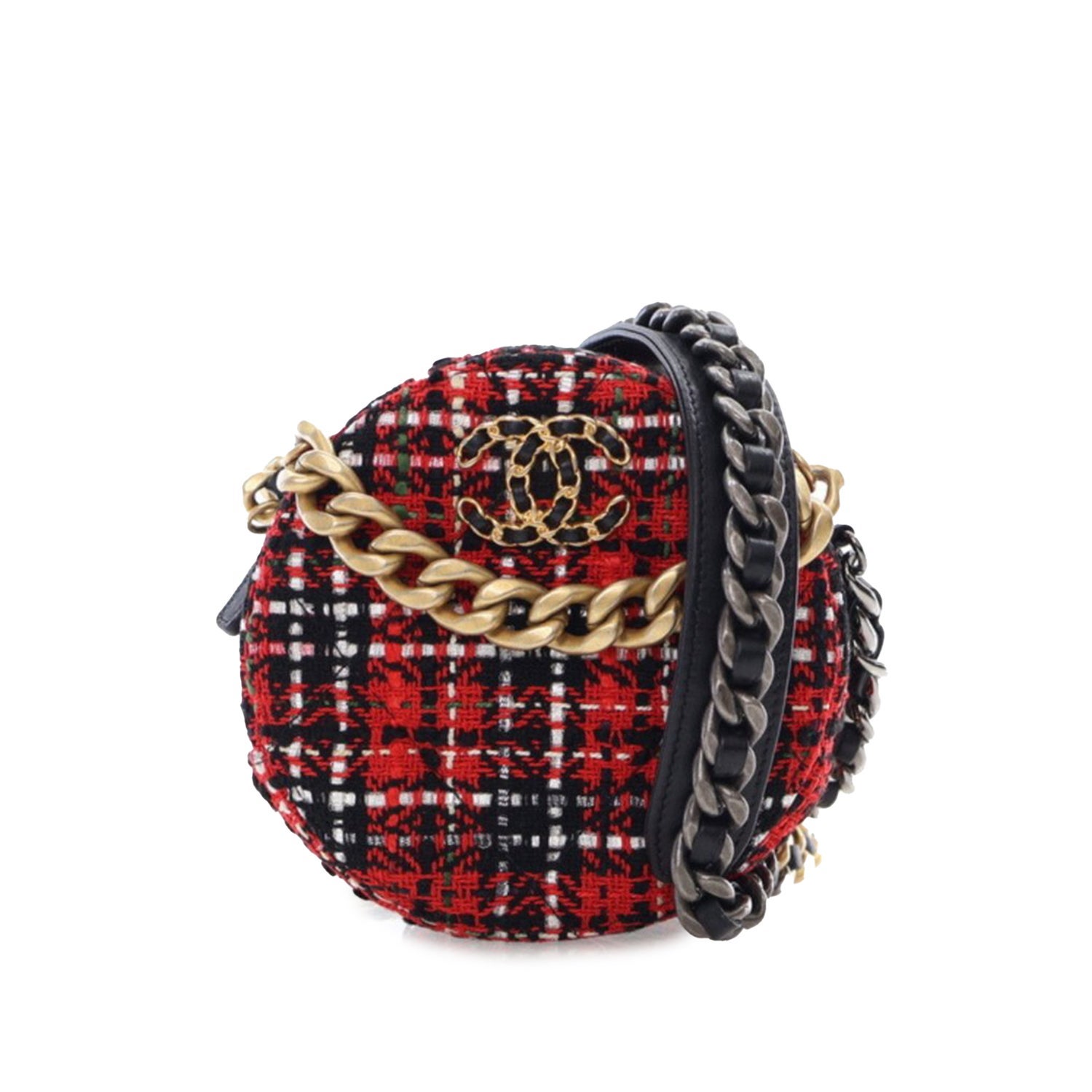 Chanel Tweed 19 Round Clutch with Chain