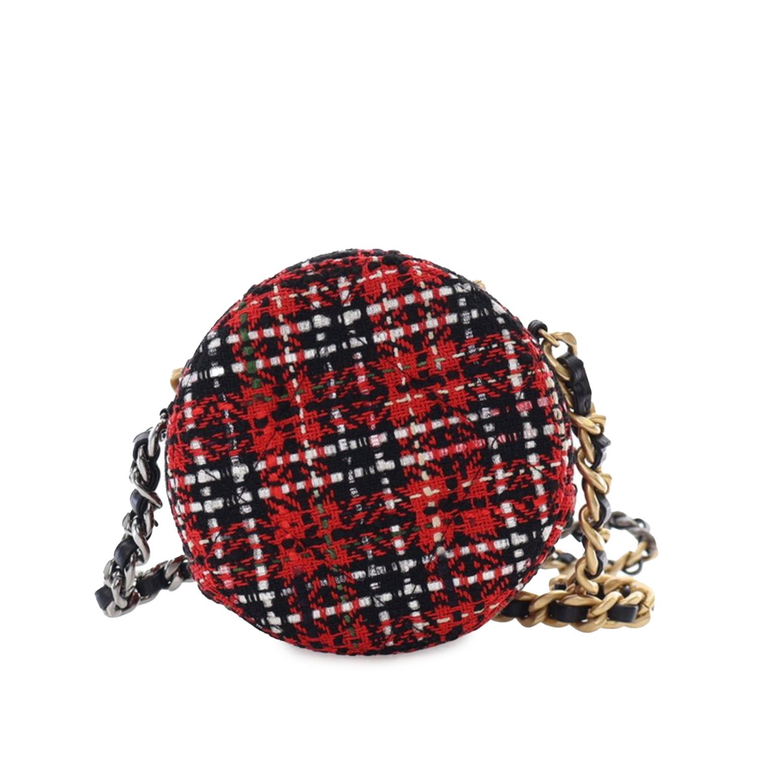 Chanel Tweed 19 Round Clutch with Chain