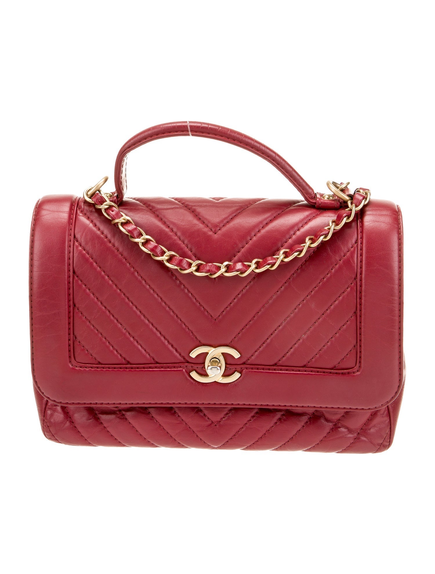 Chanel Chevron Top Handle Flap Bag