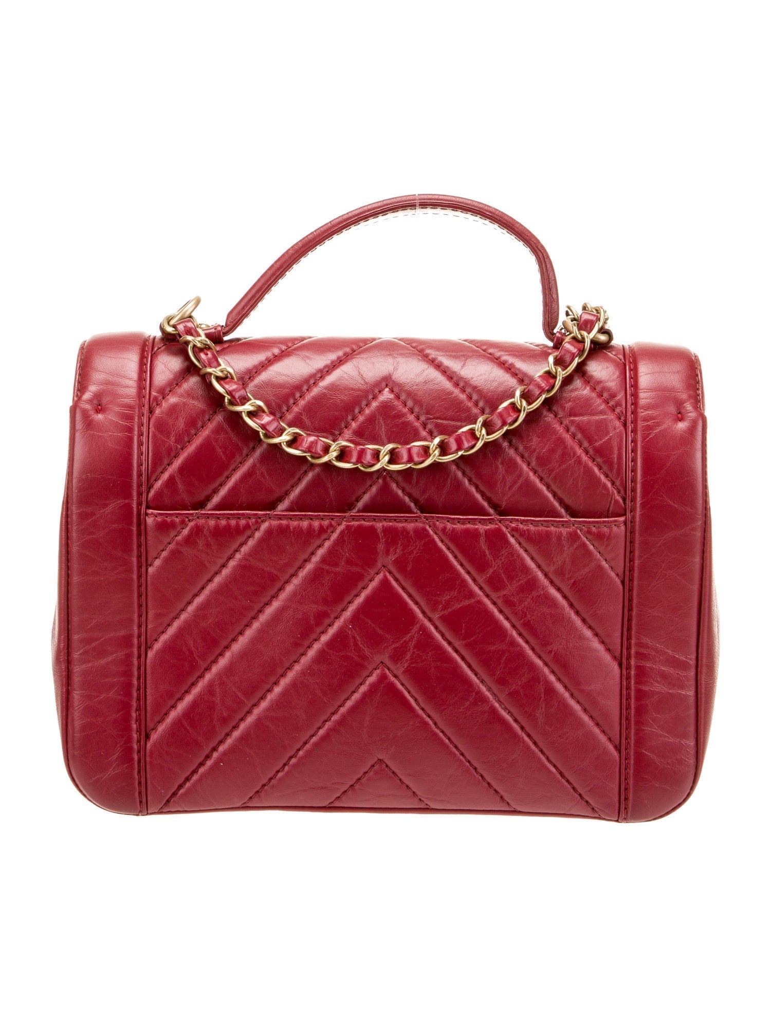 Chanel Chevron Top Handle Flap Bag