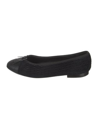 Chanel Interlocking CC Logo Bow Accents Ballet Flats