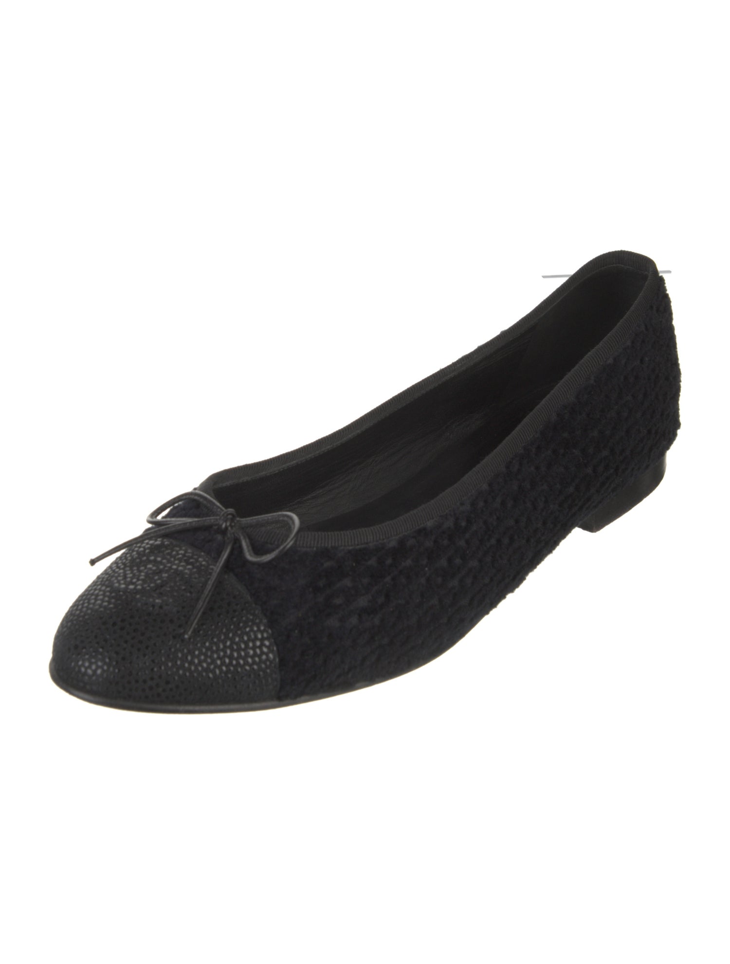 Chanel Interlocking CC Logo Bow Accents Ballet Flats