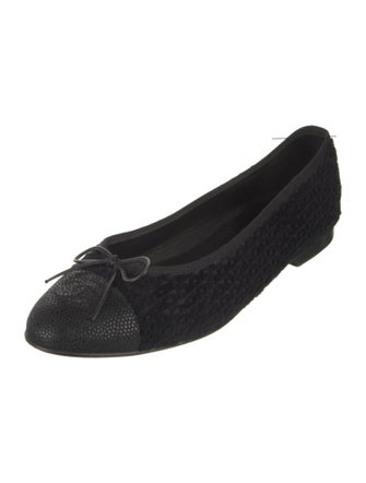 Chanel Interlocking CC Logo Bow Accents Ballet Flats