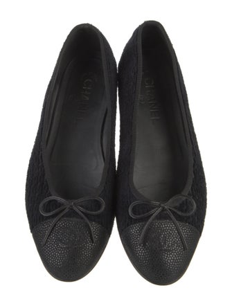 Chanel Interlocking CC Logo Bow Accents Ballet Flats
