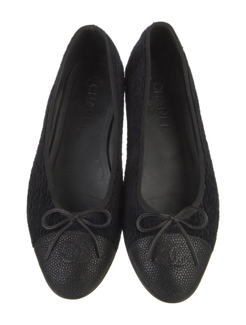 Chanel Interlocking CC Logo Bow Accents Ballet Flats