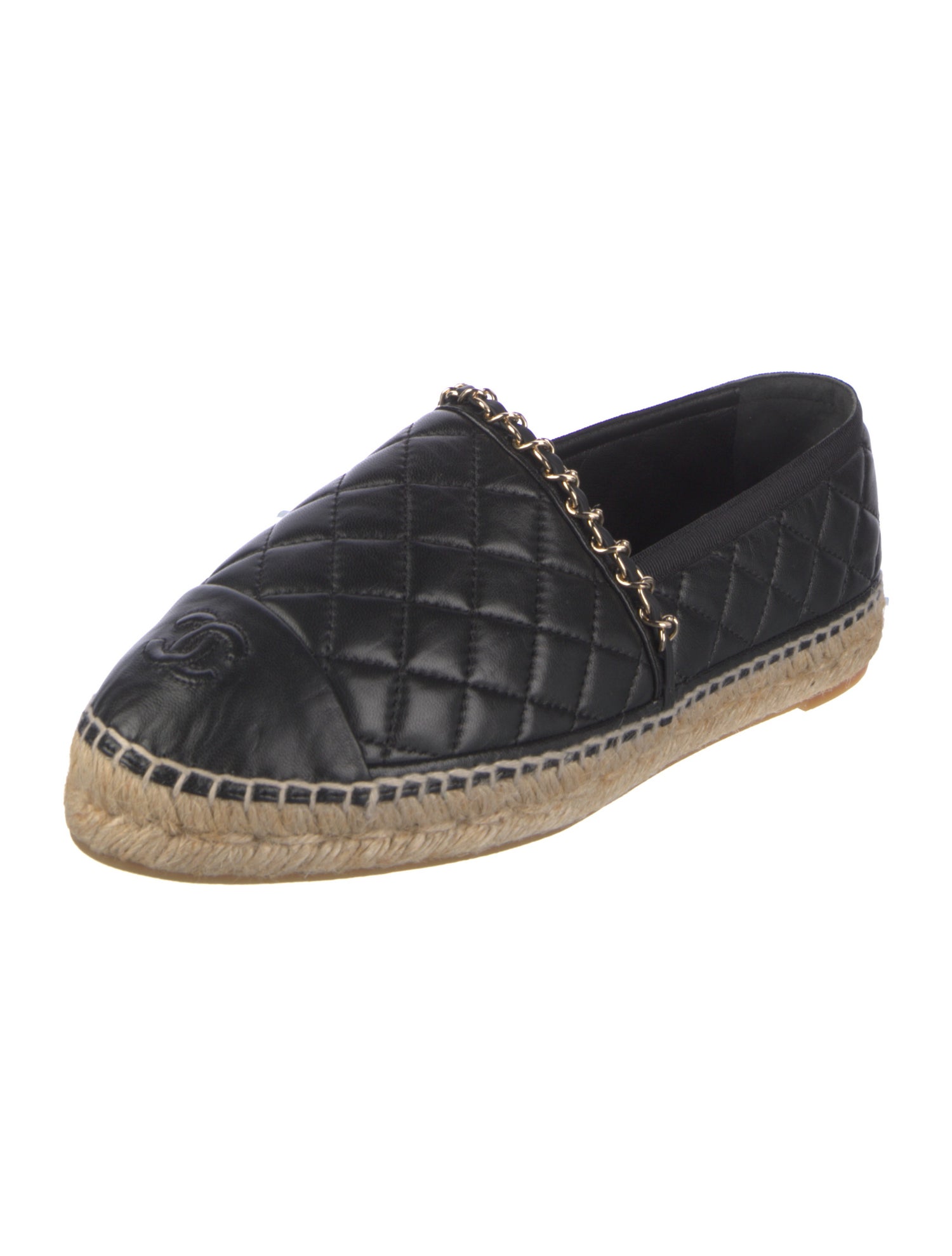 Chanel Interlocking CC Logo Lambskin Espadrilles