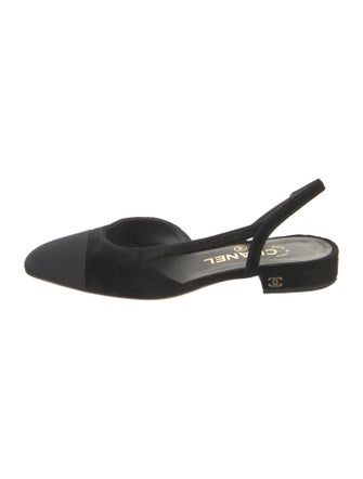 Chanel Interlocking CC Logo Velvet Slingback Flats