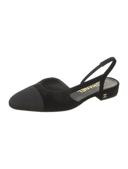 Chanel Interlocking CC Logo Velvet Slingback Flats