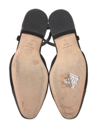 Chanel Interlocking CC Logo Velvet Slingback Flats