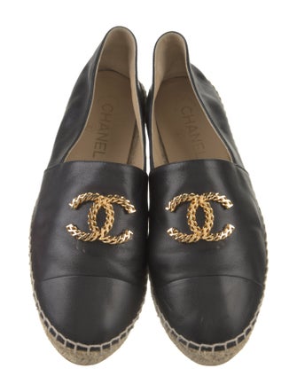 Chanel Interlocking CC Logo Leather Espadrilles