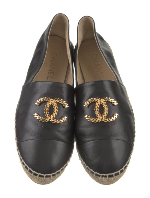 Chanel Interlocking CC Logo Leather Espadrilles