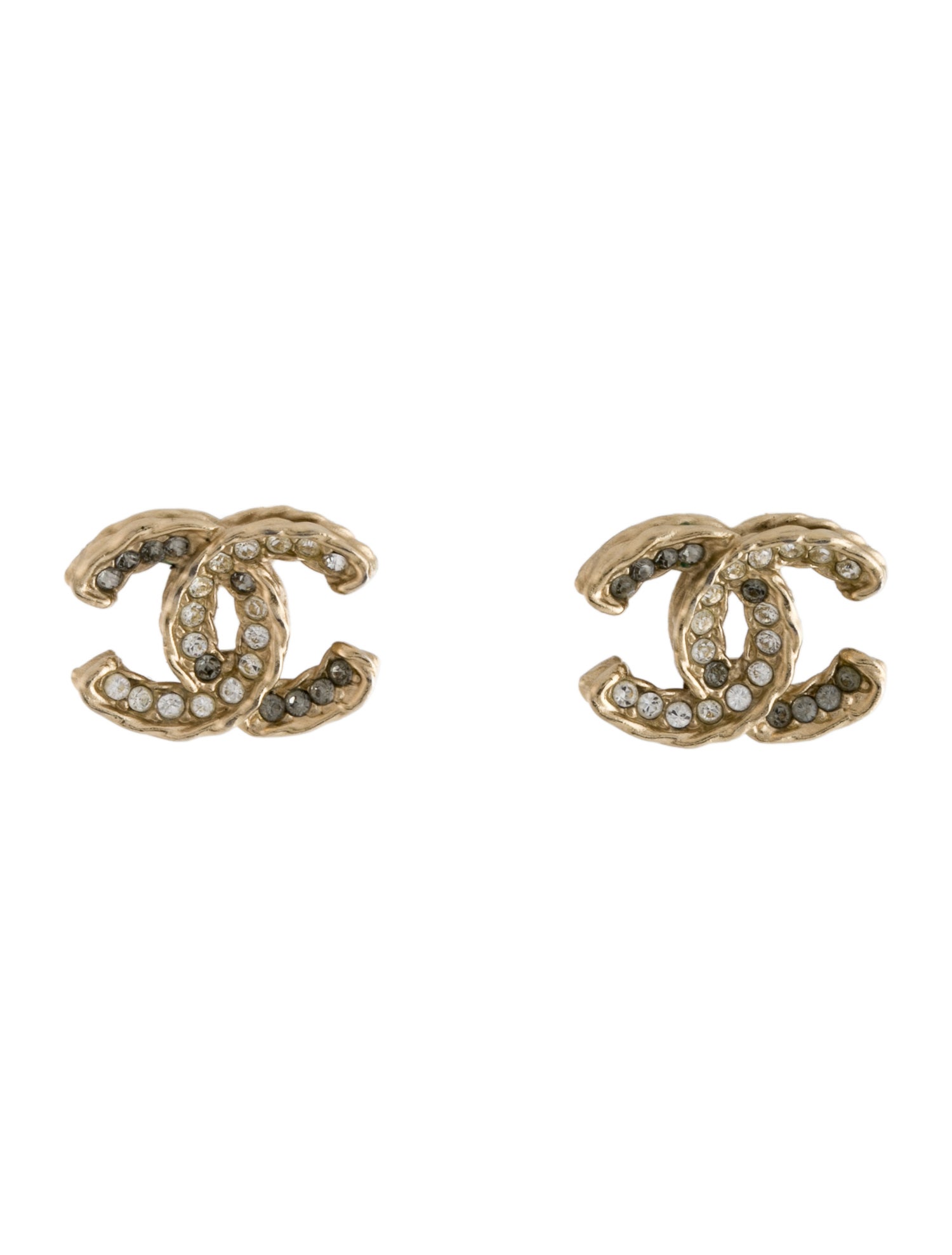 Chanel Strass & Resin CC Stud Earrings
