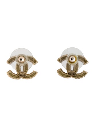 Chanel Strass & Resin CC Stud Earrings