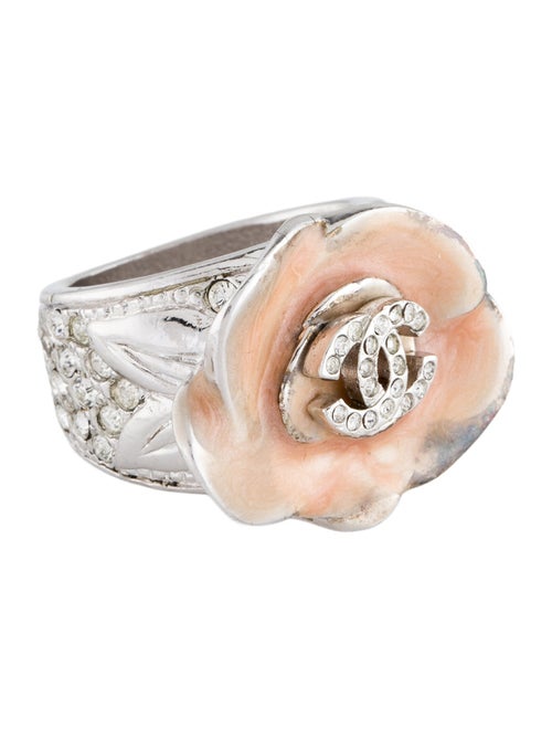 Chanel Strass & Enamel Camellia Flower Ring