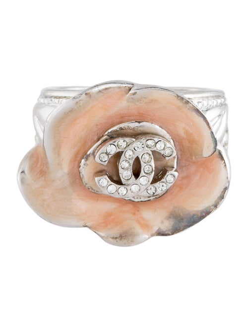 Chanel Strass & Enamel Camellia Flower Ring