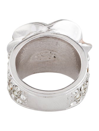 Chanel Strass & Enamel Camellia Flower Ring