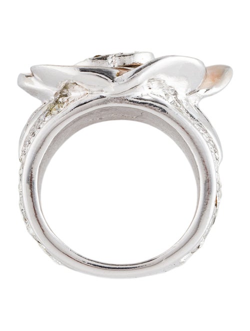 Chanel Strass & Enamel Camellia Flower Ring