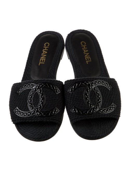 Chanel Interlocking CC Logo Braided Accents Slides