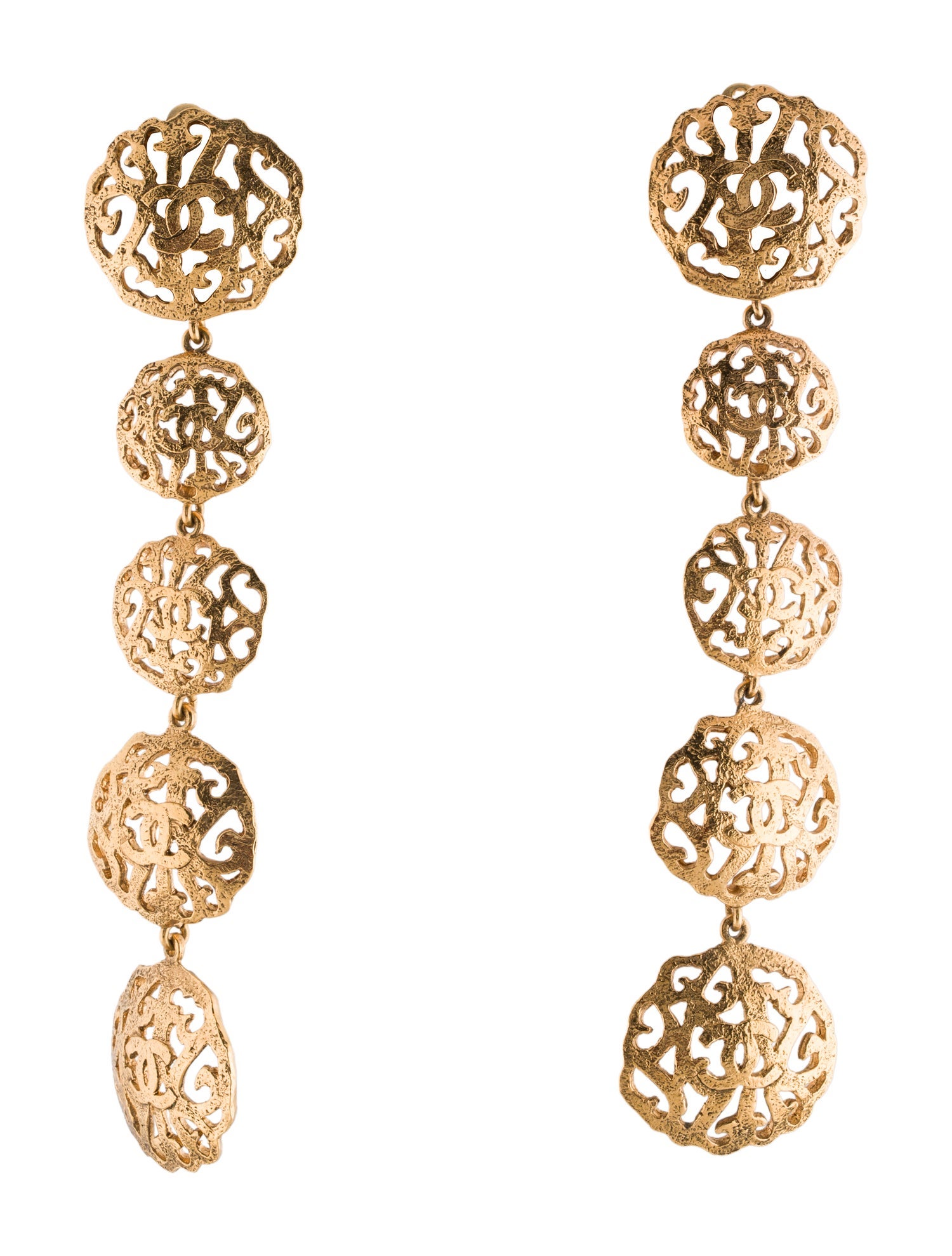 Chanel Vintage CC Logo Drop Clip-On Earrings