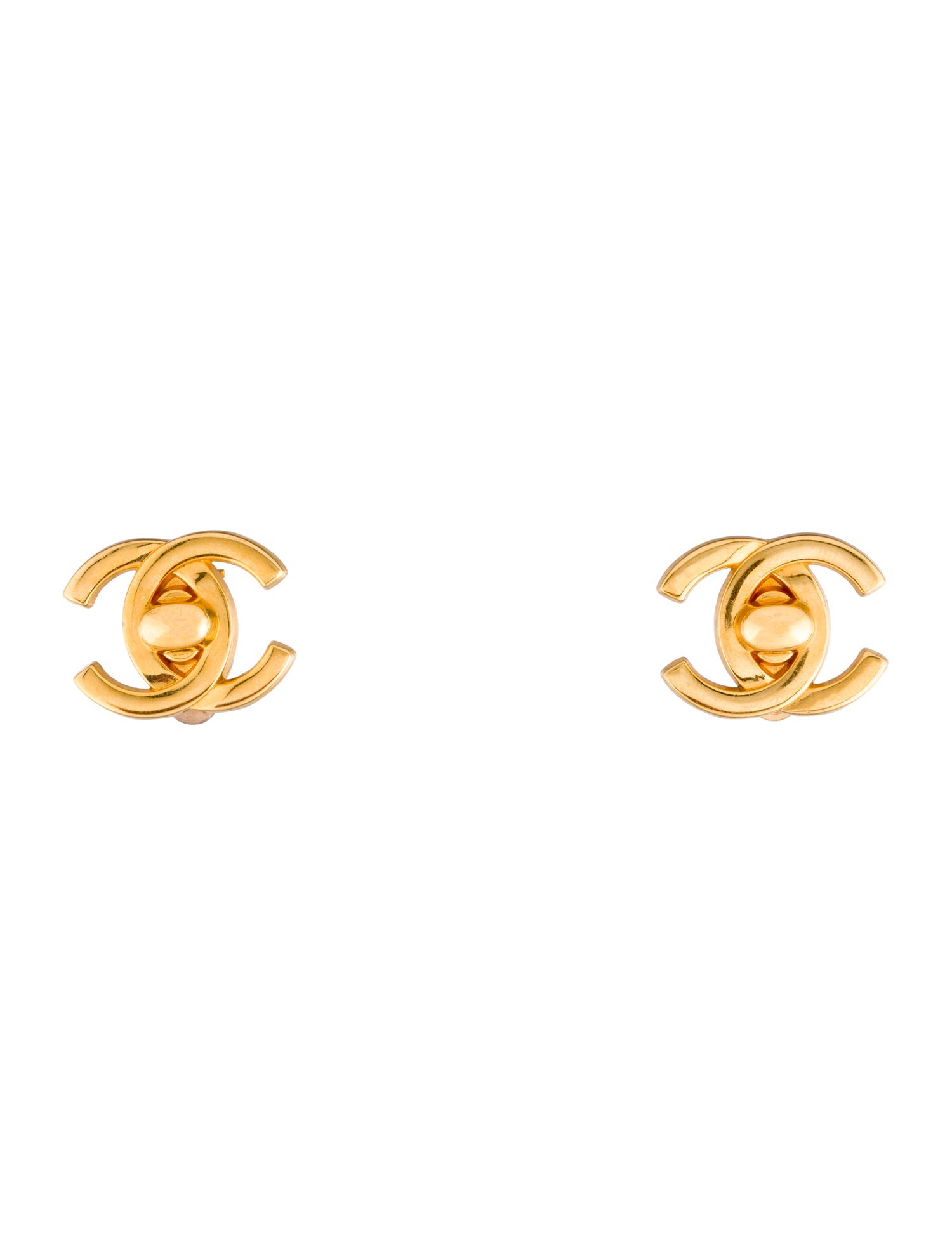 Chanel CC Logo Turnlock Clip-On Earrings