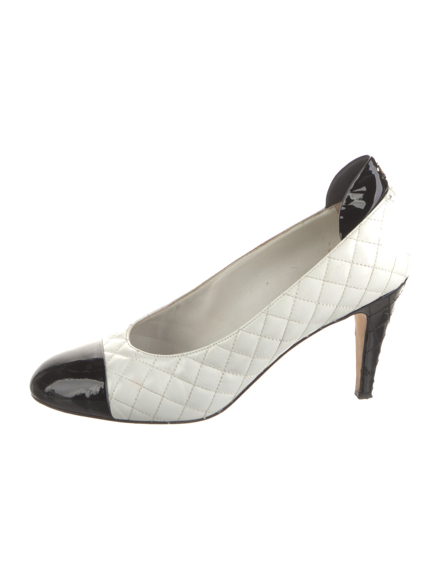 Chanel Interlocking CC Logo Leather Slingback Pumps