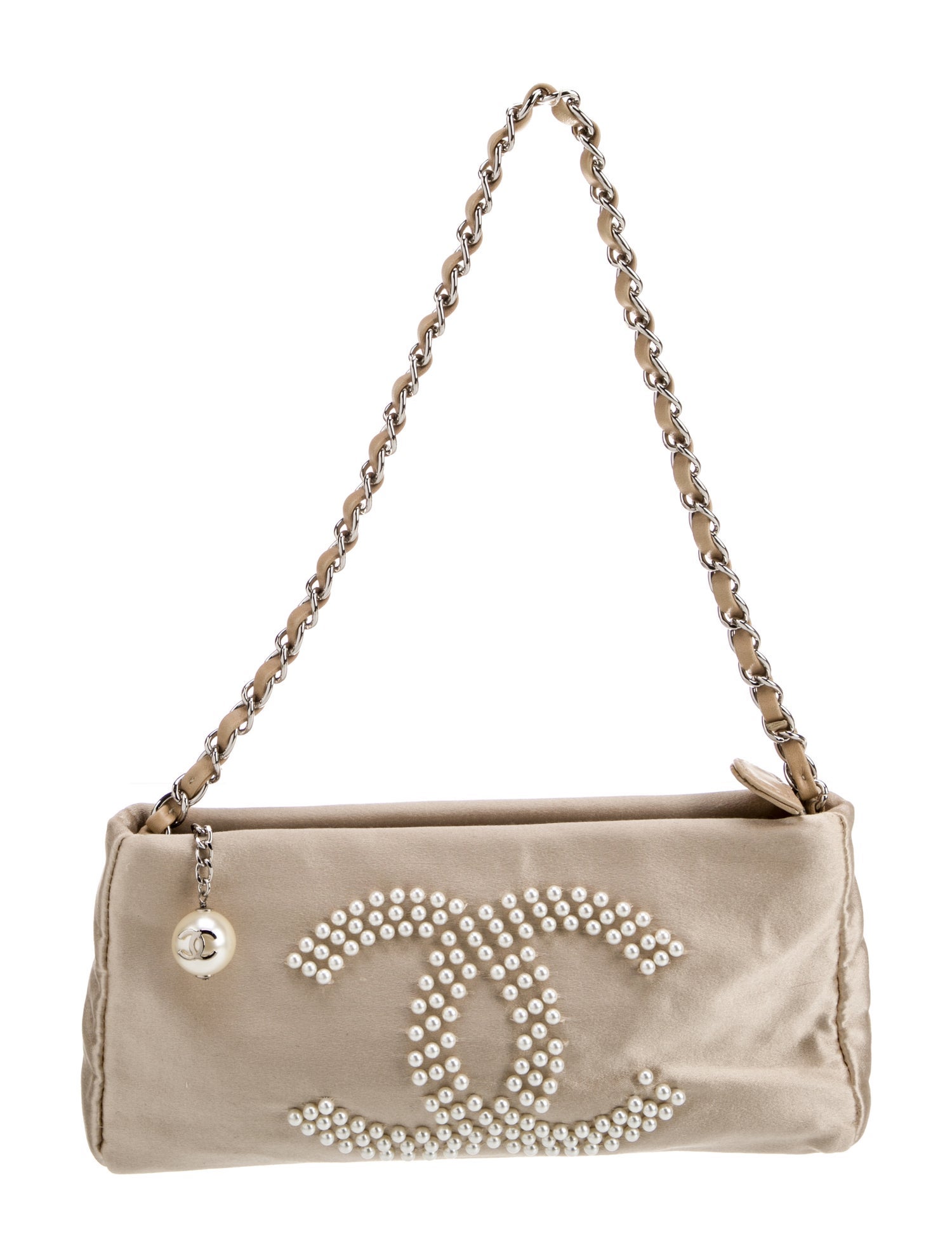 Chanel Satin Pearl CC Pochette Bag