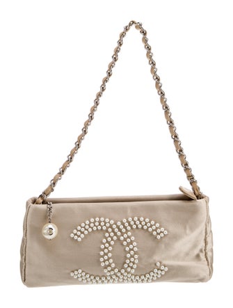 Chanel Satin Pearl CC Pochette Bag