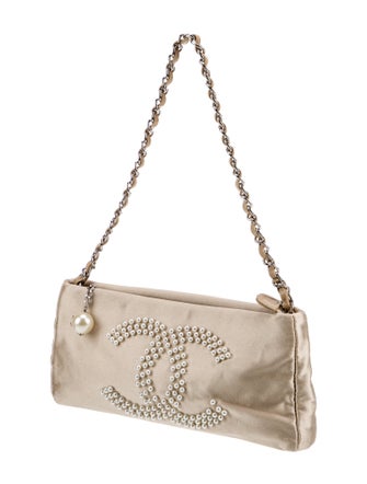 Chanel Satin Pearl CC Pochette Bag