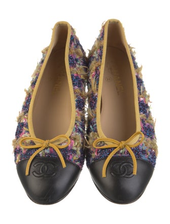 Chanel Interlocking CC Logo Tweed Ballet Flats