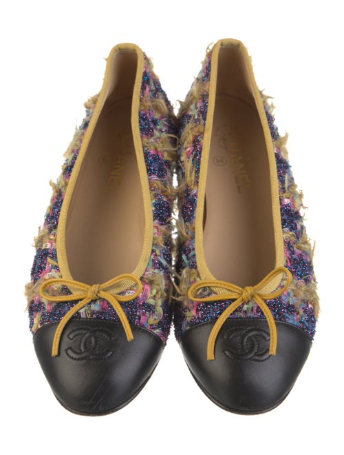 Chanel Interlocking CC Logo Tweed Ballet Flats